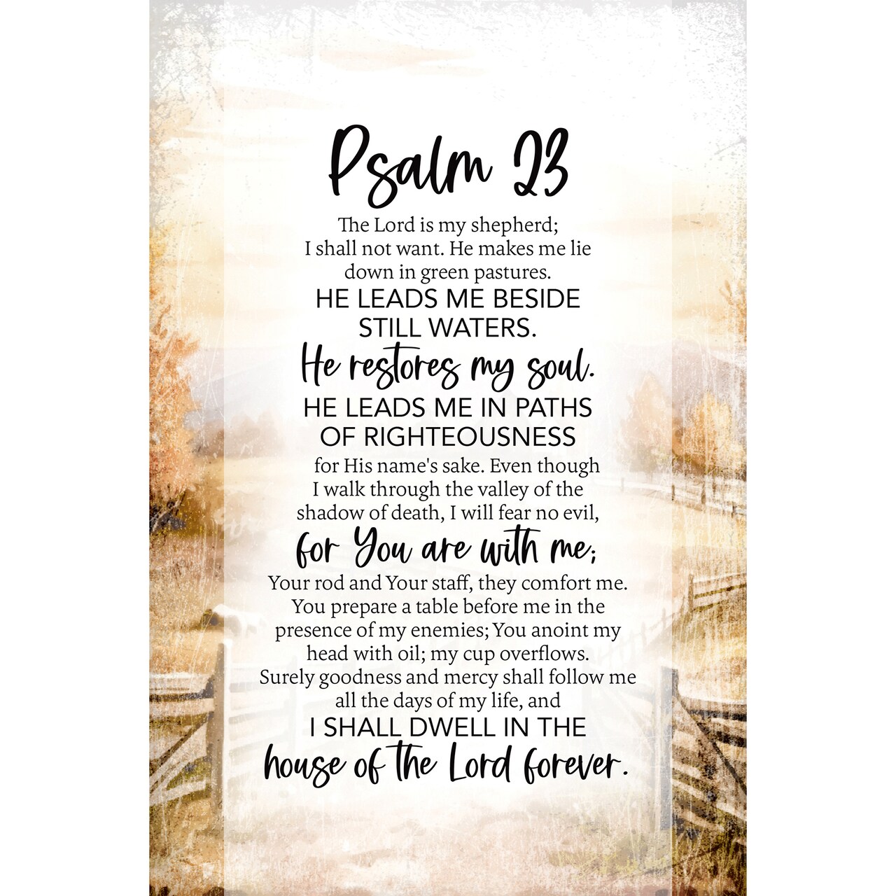 Psalm 23 Bereavement Wood Plaque with Easel and Hook Wall Tabletop Art - 6 inches x 9 inches